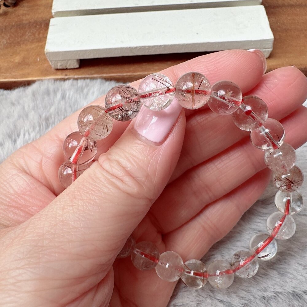 9mm Rutilated Quartz Stretch Bracelet - Picture 2 of 5